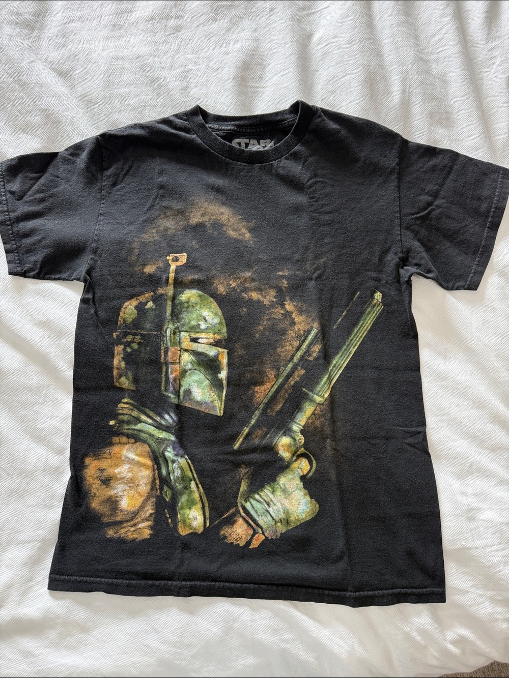 Star Wars Black Tee with Green & Brown Boba Fett Print